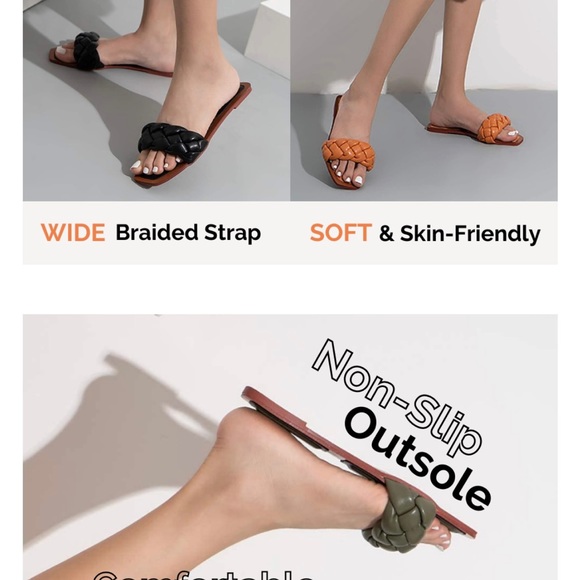 NWOT Square Open Toe Flat Slip On Mule - Picture 2 of 8